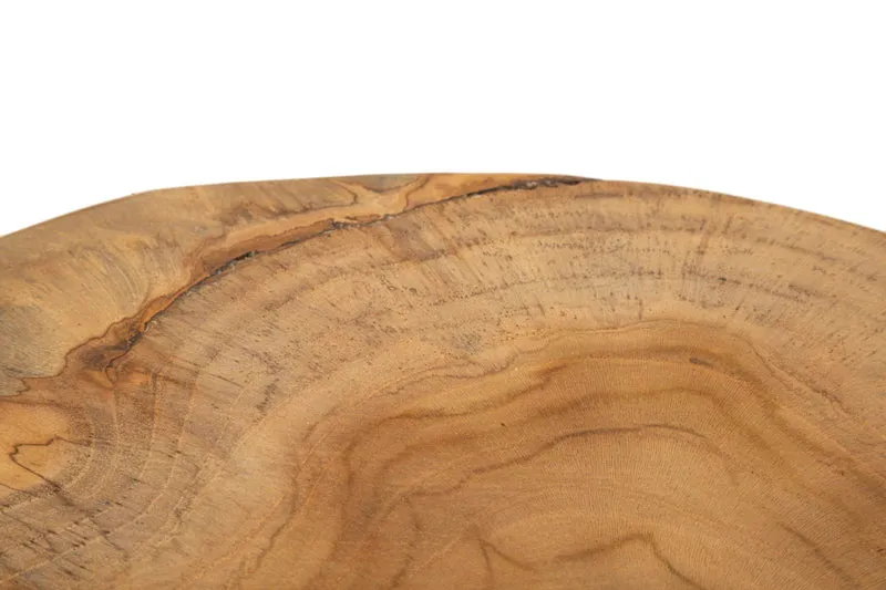 Sgabello rotondo in legno di teak riciclato 35x45 cm - KURSI