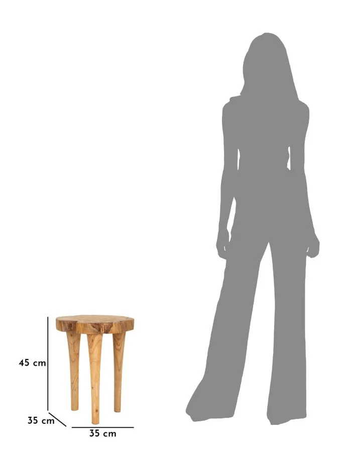 Sgabello rotondo in legno di teak riciclato 35x45 cm - KURSI