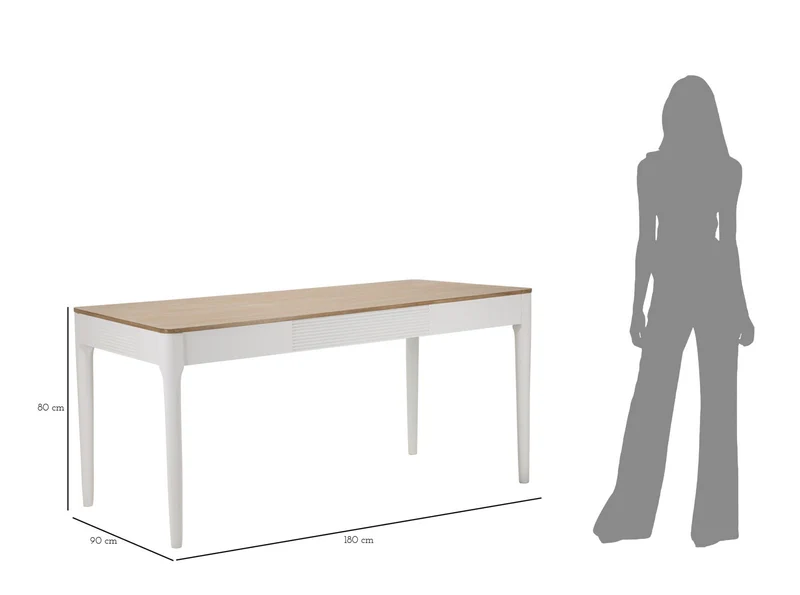 Tavolo da pranzo rettangolare in legno bianco 180x90x80 cm - MATERA