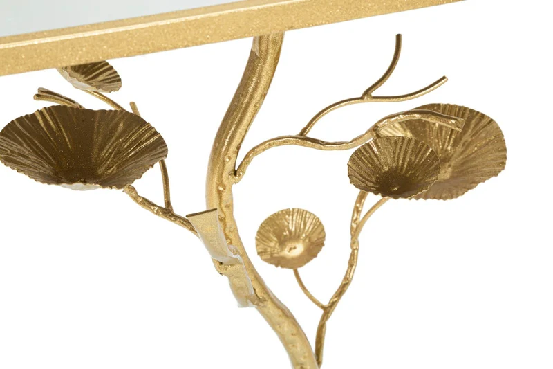 Tavolino in metallo dorato con piano in vetro specchio 40x60 cm - TISTY