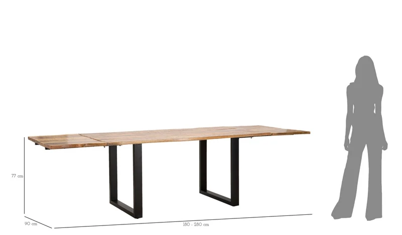 Tavolo da pranzo allungabile in legno di mango 180-280 cm - EDGELLUNGABILE