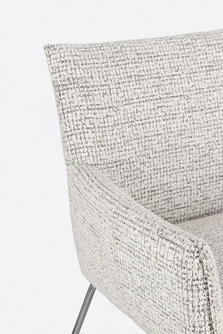 Set di 2 Sedie con Braccioli in Tessuto Tweed e Gambe in Acciaio - EVELYN