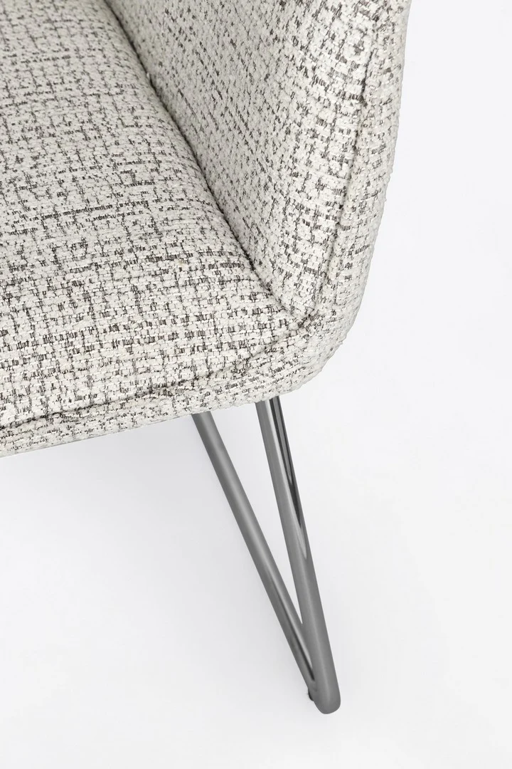 Set di 2 Sedie con Braccioli in Tessuto Tweed e Gambe in Acciaio - EVELYN