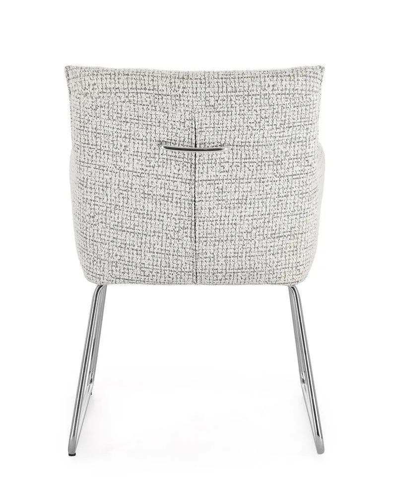 Set di 2 Sedie con Braccioli in Tessuto Tweed e Gambe in Acciaio - EVELYN