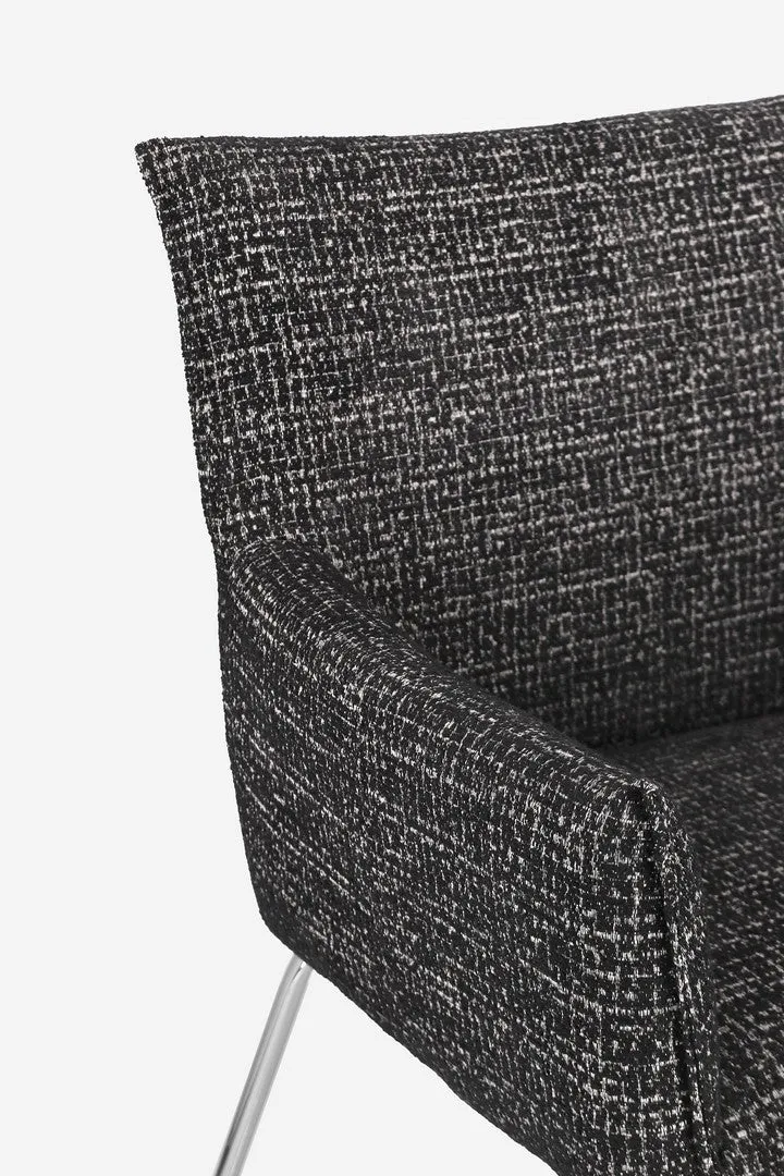 Set di 2 Sedie con Braccioli in Tessuto Tweed e Gambe in Acciaio - EVELYN