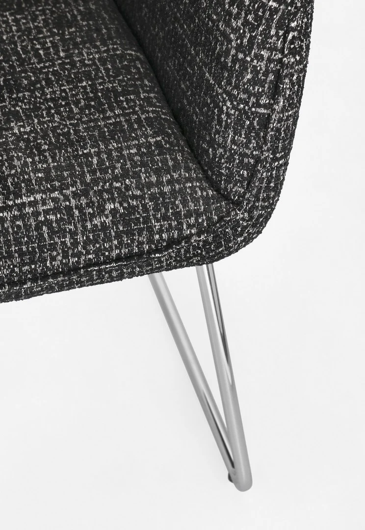 Set di 2 Sedie con Braccioli in Tessuto Tweed e Gambe in Acciaio - EVELYN