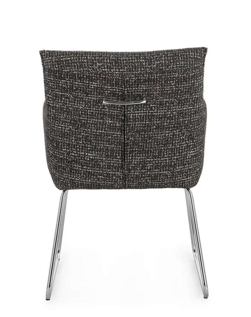 Set di 2 Sedie con Braccioli in Tessuto Tweed e Gambe in Acciaio - EVELYN