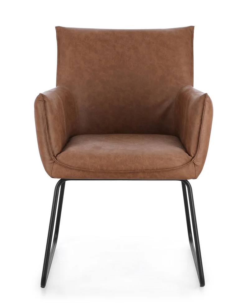 Set di 2 Sedie con Braccioli in Tessuto Tweed e Gambe in Acciaio - EVELYN