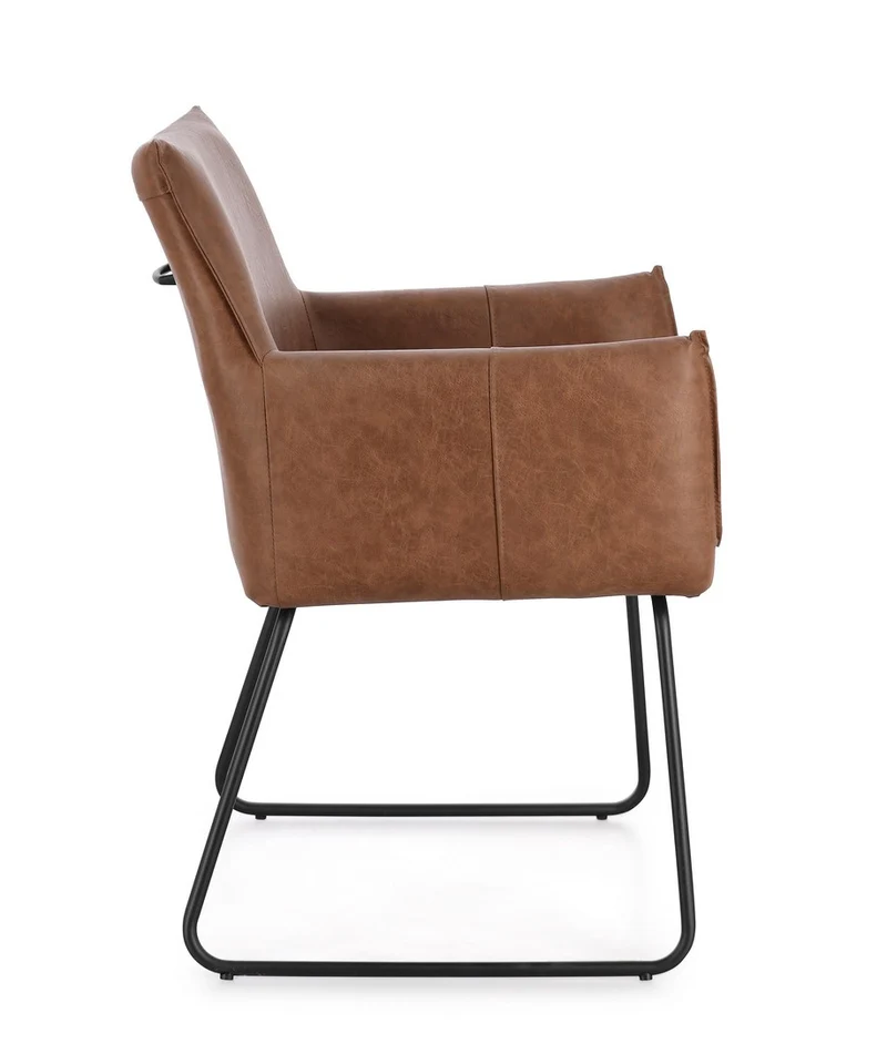 Set di 2 Sedie con Braccioli in Tessuto Tweed e Gambe in Acciaio - EVELYN
