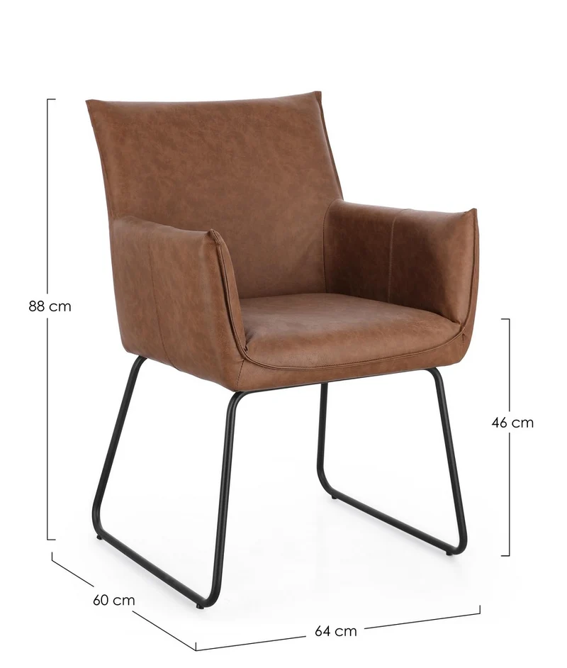 Set di 2 Sedie con Braccioli in Tessuto Tweed e Gambe in Acciaio - EVELYN