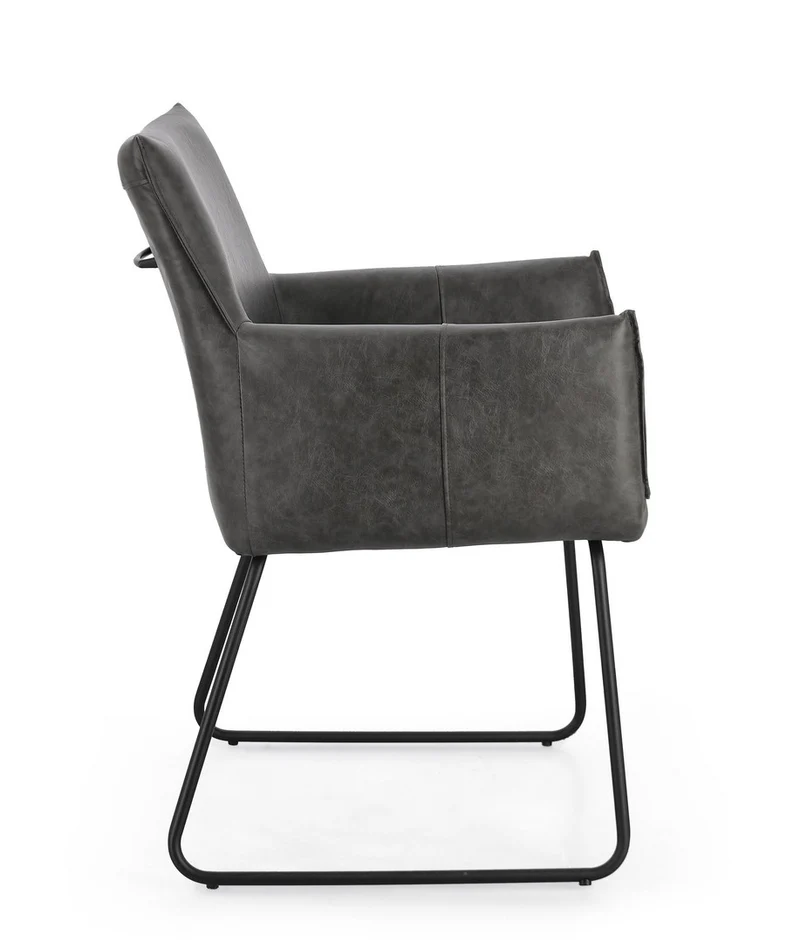 Set di 2 Sedie con Braccioli in Tessuto Tweed e Gambe in Acciaio - EVELYN