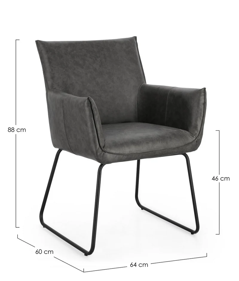 Set di 2 Sedie con Braccioli in Tessuto Tweed e Gambe in Acciaio - EVELYN