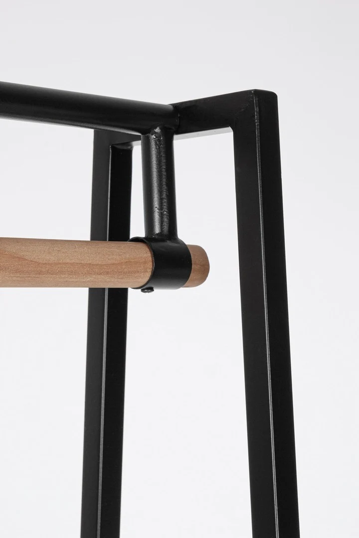 Appendiabiti da Terra in Acciaio Bianco con Ripiano in Legno - APPENDIABITI