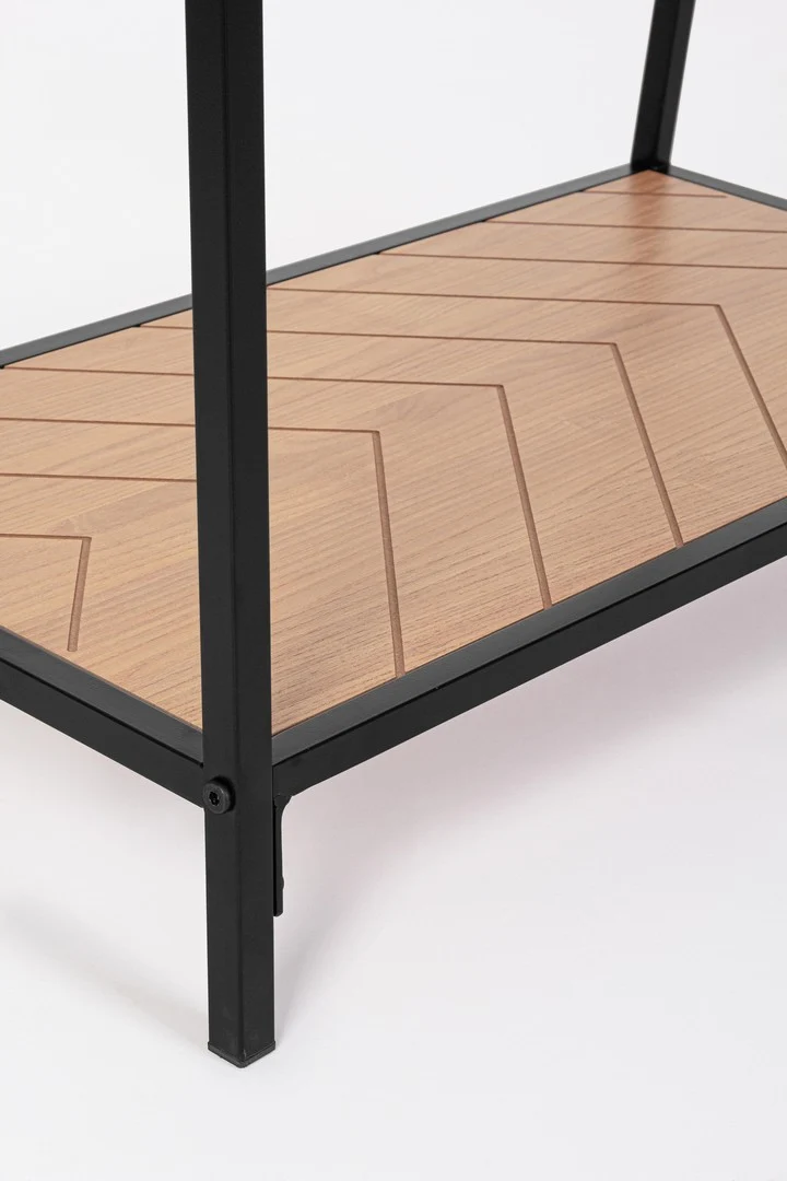 Appendiabiti da Terra in Acciaio Bianco con Ripiano in Legno - APPENDIABITI