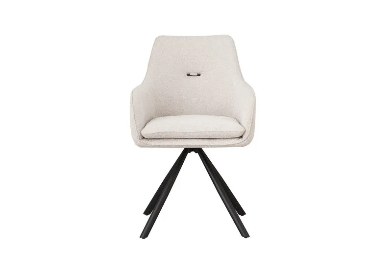 Set di 2 Sedie con Braccioli Girevoli 180° Imbottite in Tessuto con Gambe in Acciaio - FALAK