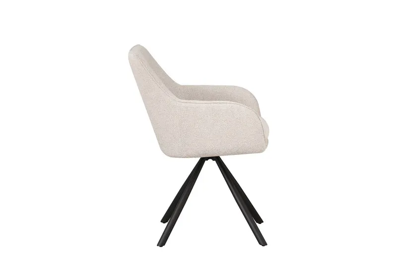 Set di 2 Sedie con Braccioli Girevoli 180° Imbottite in Tessuto con Gambe in Acciaio - FALAK