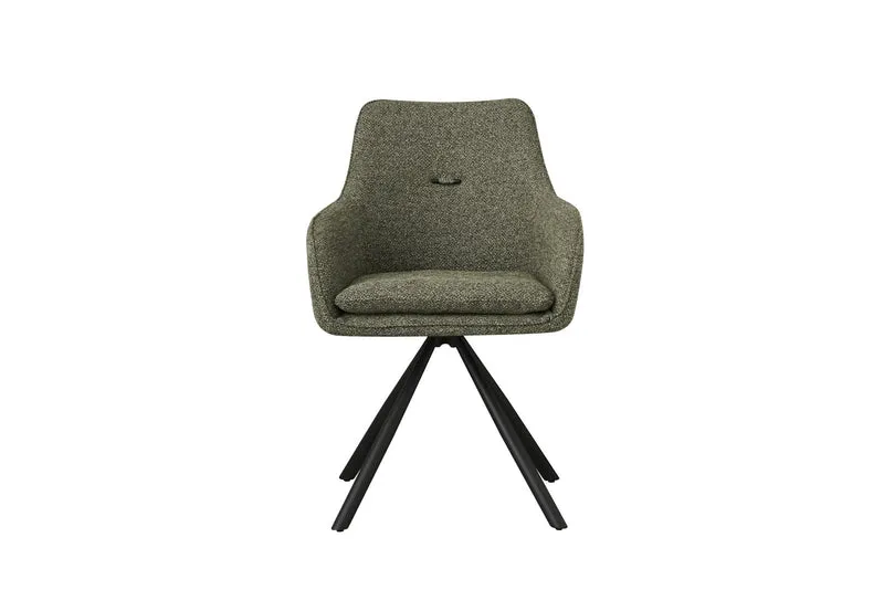 Set di 2 Sedie con Braccioli Girevoli 180° Imbottite in Tessuto con Gambe in Acciaio - FALAK