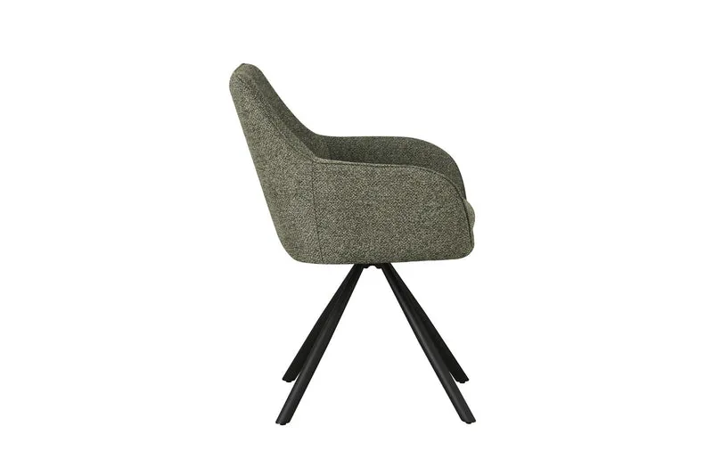 Set di 2 Sedie con Braccioli Girevoli 180° Imbottite in Tessuto con Gambe in Acciaio - FALAK