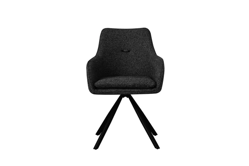 Set di 2 Sedie con Braccioli Girevoli 180° Imbottite in Tessuto con Gambe in Acciaio - FALAK