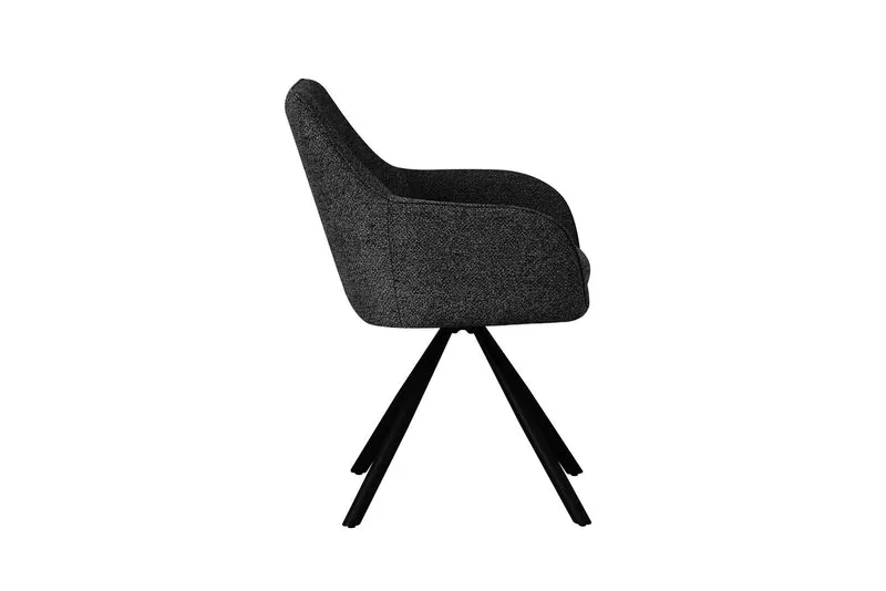 Set di 2 Sedie con Braccioli Girevoli 180° Imbottite in Tessuto con Gambe in Acciaio - FALAK