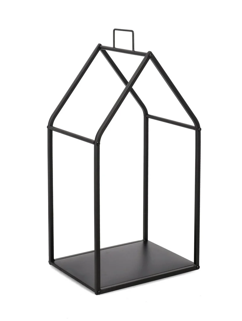 Set di 4 Porta Legna in Acciaio Verniciato Forma Casa Nero - ALFRY