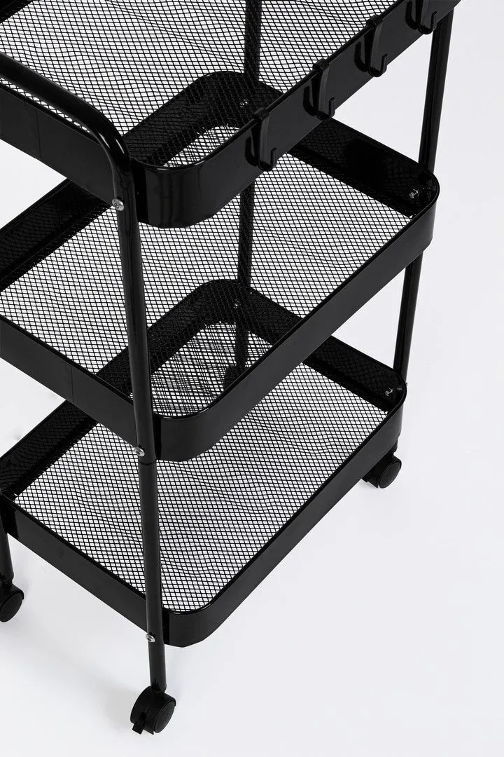 Set di 4 Carrelli Portaoggetti in Metallo a 3 Ripiani con Ruote - LEIKY
