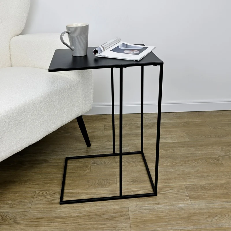 Set di 4 Tavolini Laterali in Acciaio Verniciato Nero 40x58h - ALRIK