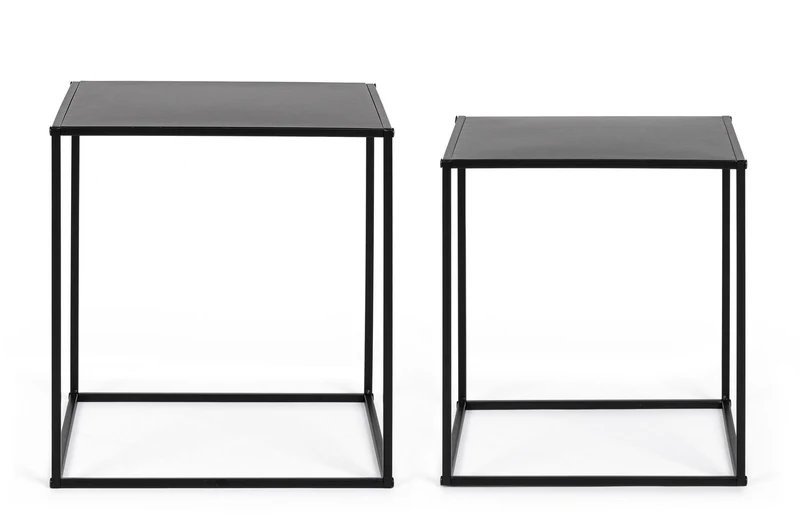 Set di 4 Tavolini Quadrati in Acciaio Verniciato Stile Industrial - ALRIK