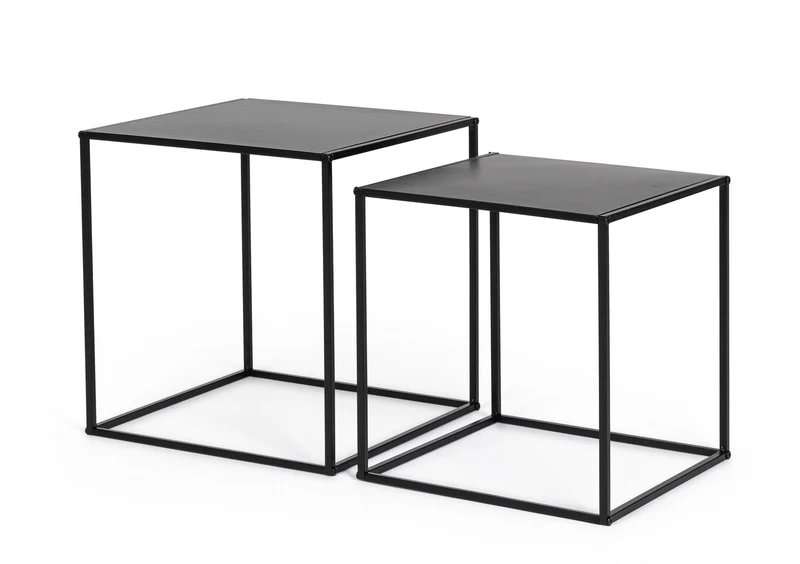Set di 4 Tavolini Quadrati in Acciaio Verniciato Stile Industrial - ALRIK
