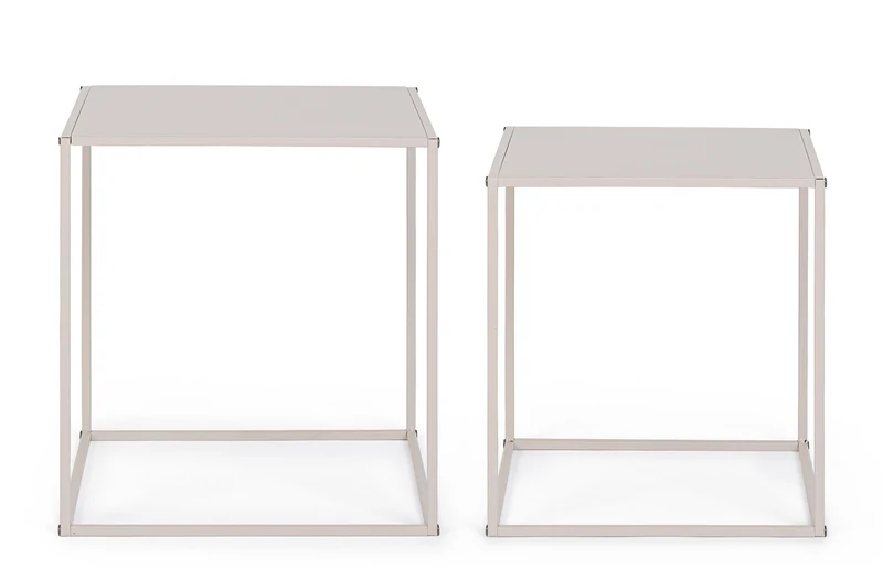 Set di 4 Tavolini Quadrati in Acciaio Verniciato Stile Industrial - ALRIK