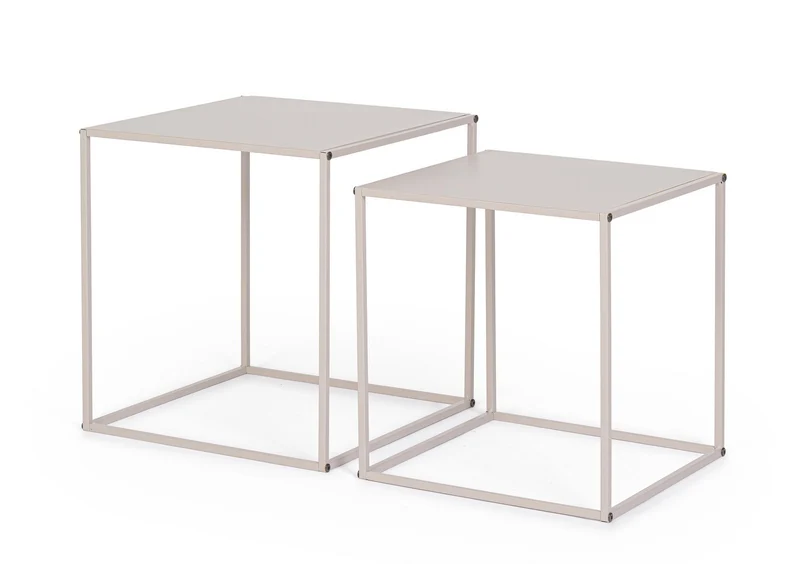Set di 4 Tavolini Quadrati in Acciaio Verniciato Stile Industrial - ALRIK