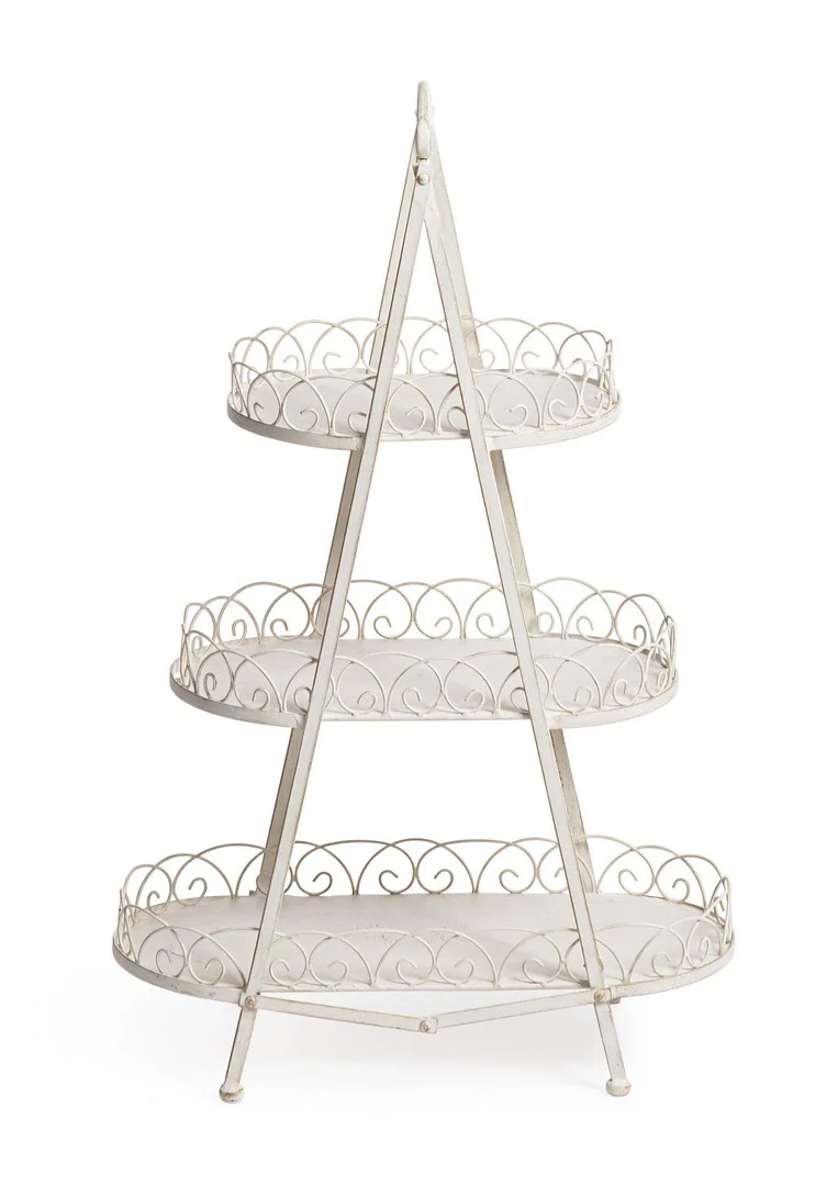 Set di 2 Espositore a 4 Piani in Acciaio Bianco Stile Shabby - LEXI