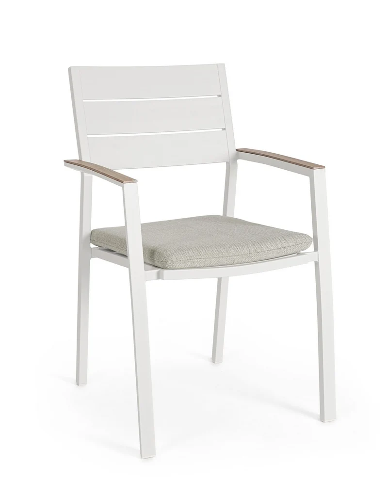 Set di 4 Sedie da Giardino in Alluminio con Braccioli e Cuscino - ZELMAR