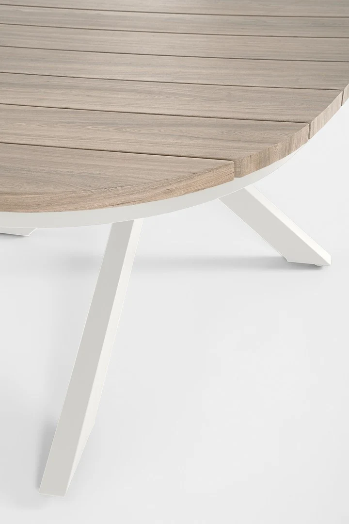 Tavolo da Giardino Ovale in Alluminio Effetto Legno 218x115 cm - ZELMAR