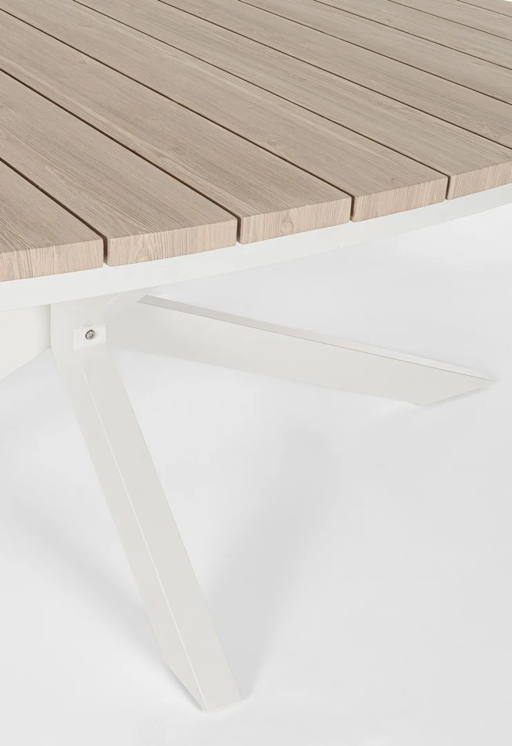 Tavolo da Giardino Ovale in Alluminio Effetto Legno 218x115 cm - ZELMAR