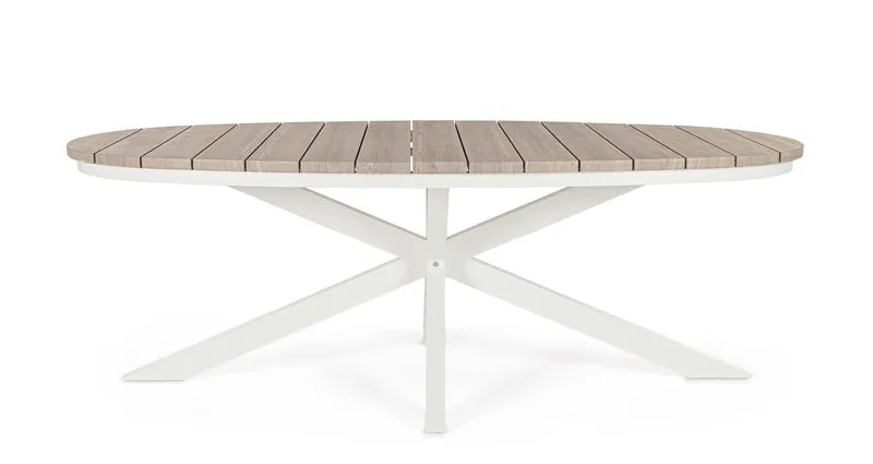 Tavolo da Giardino Ovale in Alluminio Effetto Legno 218x115 cm - ZELMAR
