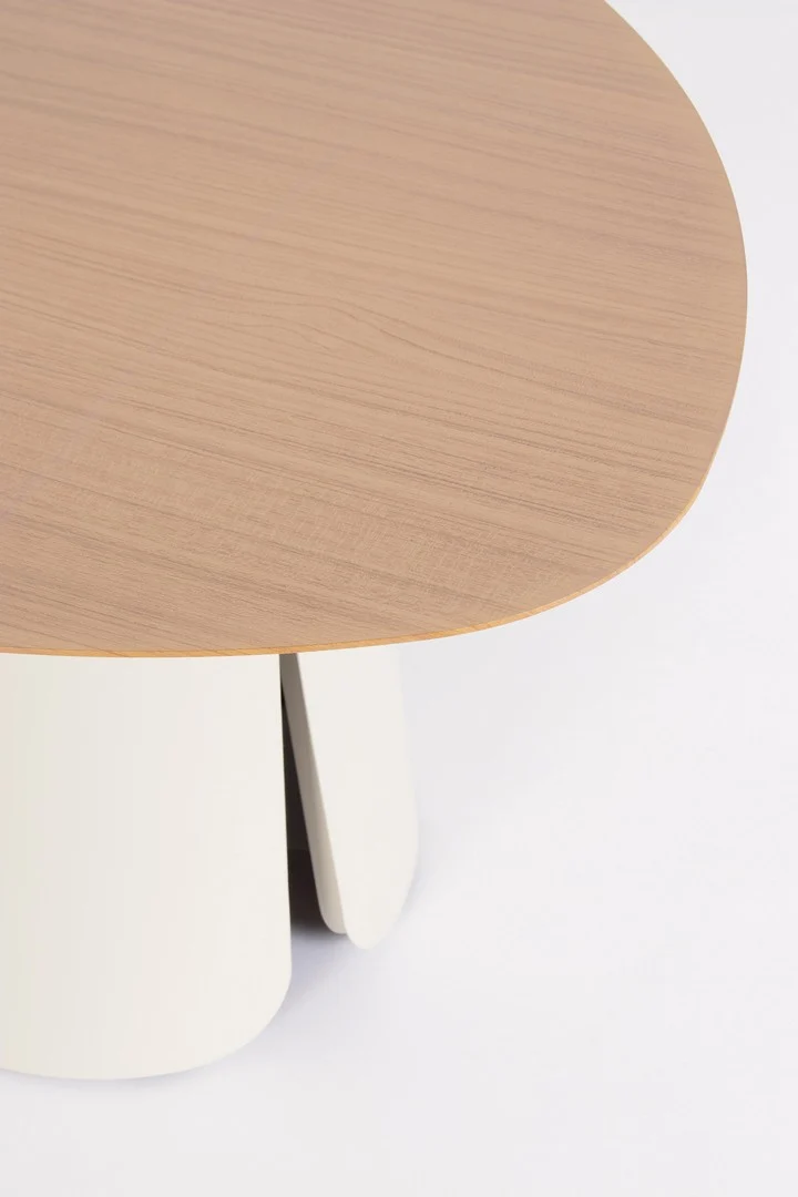 Set di 2 Tavolini Rotondi in Alluminio con Piano Effetto Legno Pelican - HAYDEN