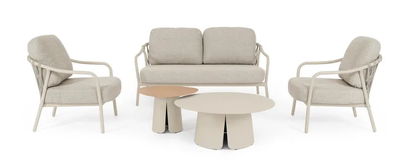 Set di 2 Tavolini Rotondi in Alluminio con Piano Effetto Legno Pelican - HAYDEN