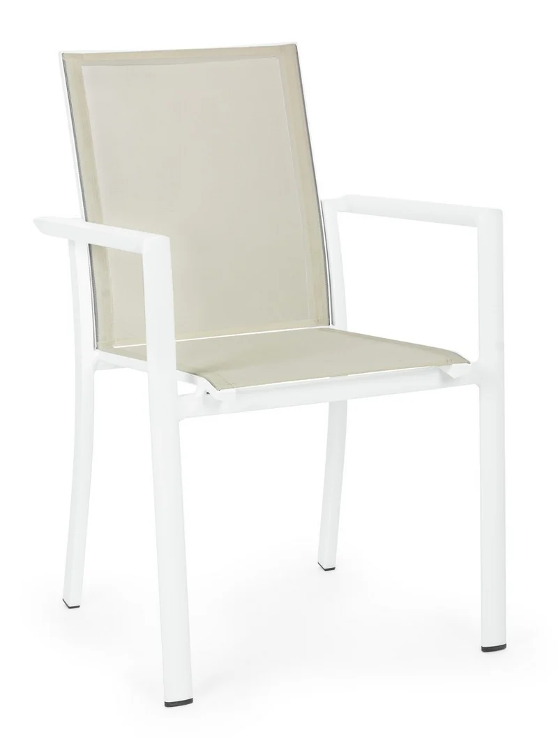 Set di 4 Sedie da Esterno con Braccioli in Alluminio e Textilene - KONNOR
