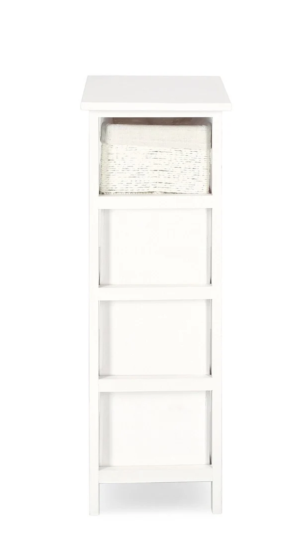 Cassettiera Bianca 4 Cassetti in MDF con Intreccio di Carta - LEONIE