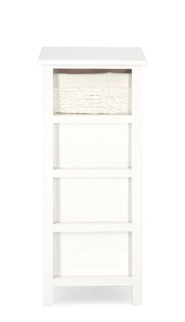 Cassettiera Bianca 4 Cassetti in MDF con Intreccio di Carta - LEONIE