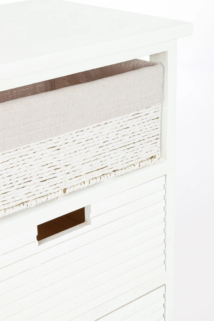 Cassettiera 5 Cassetti in MDF con Intreccio di Carta Bianco - LEONIE