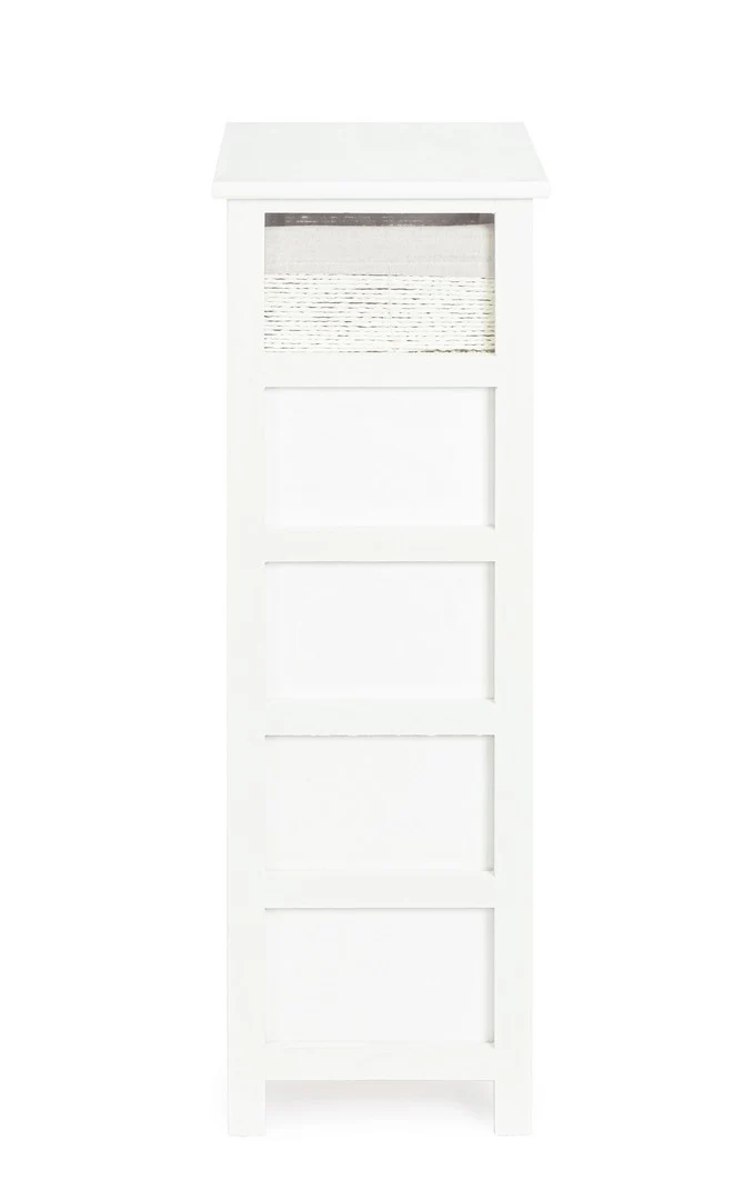 Cassettiera 5 Cassetti in MDF con Intreccio di Carta Bianco - LEONIE