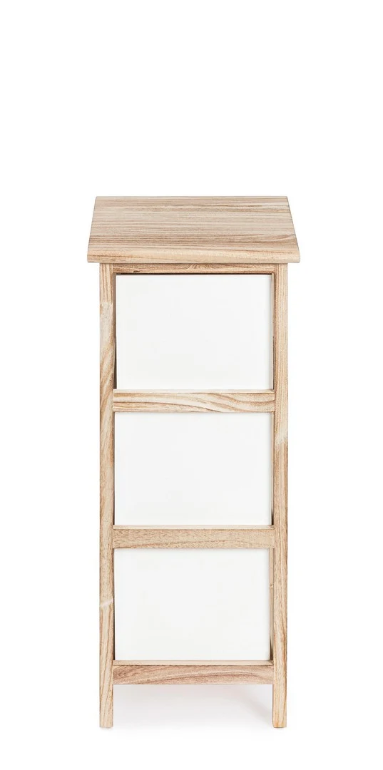 Cassettiera 3 Cassetti in Legno Naturale e Bianco con Maniglie in Corda - YVETTE