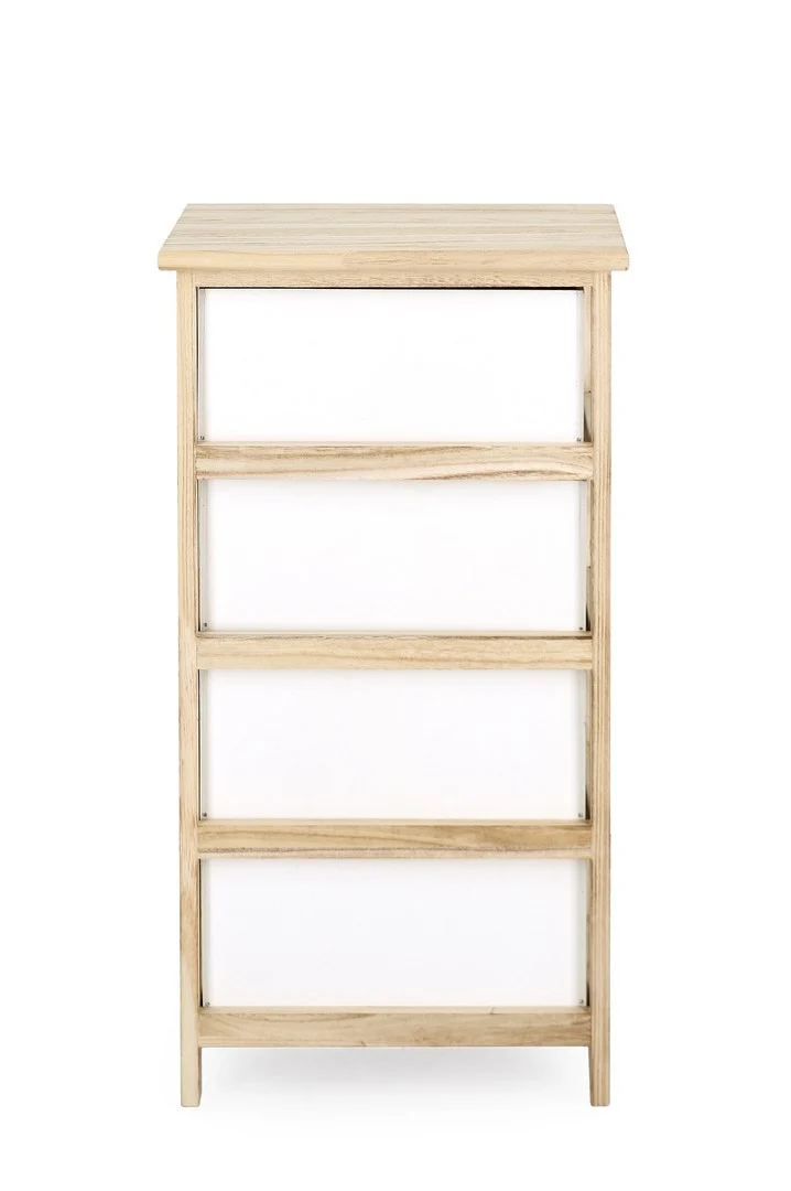Cassettiera 4 Cassetti in Legno di Paulonia e MDF Bianco - REKA