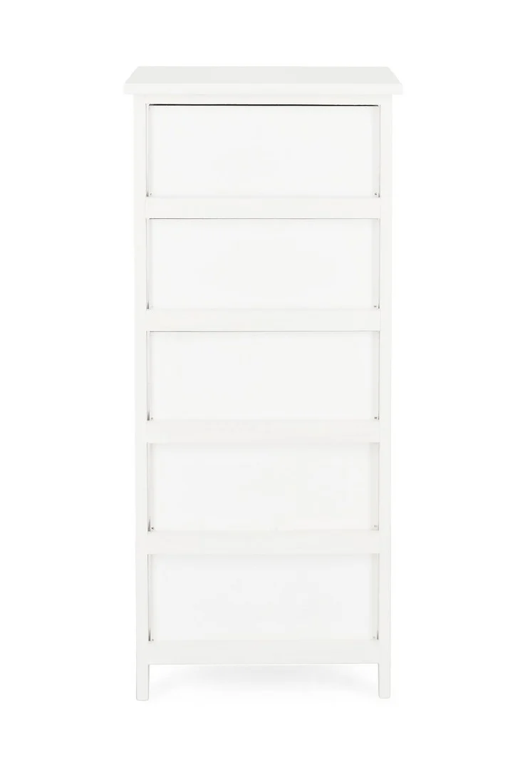 Cassettiera Alta 5 Cassetti in Legno Bianco 40x29 cm - NADYA