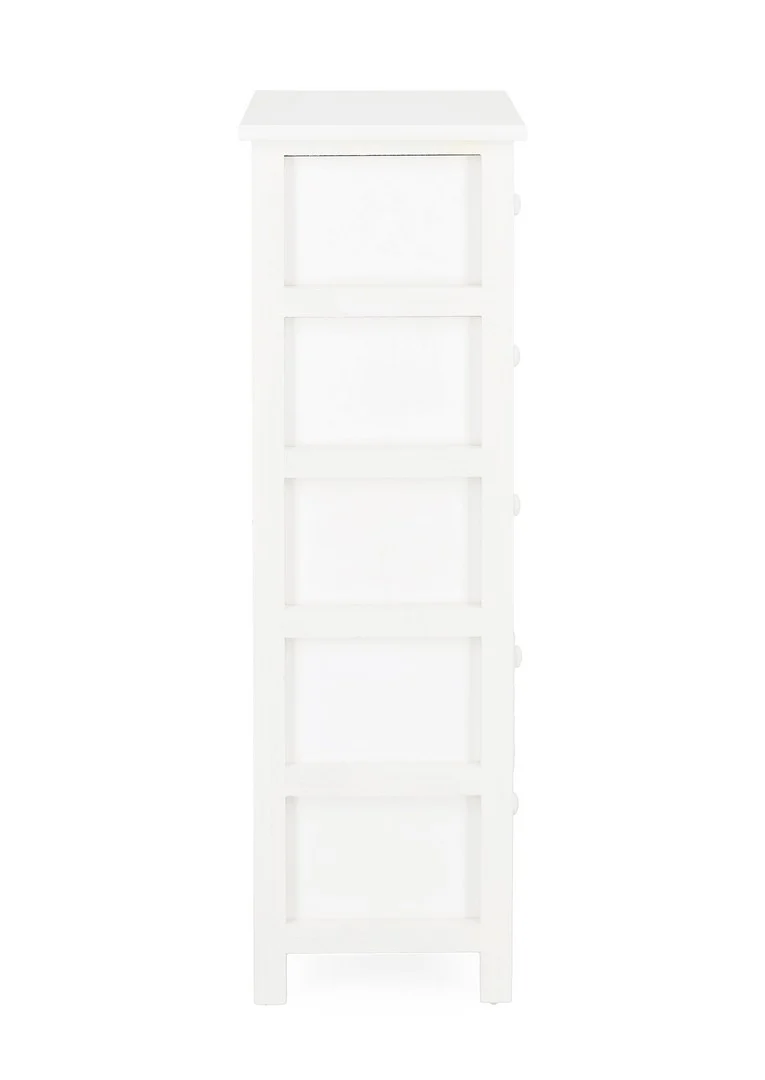 Cassettiera Alta 5 Cassetti in Legno Bianco 40x29 cm - NADYA