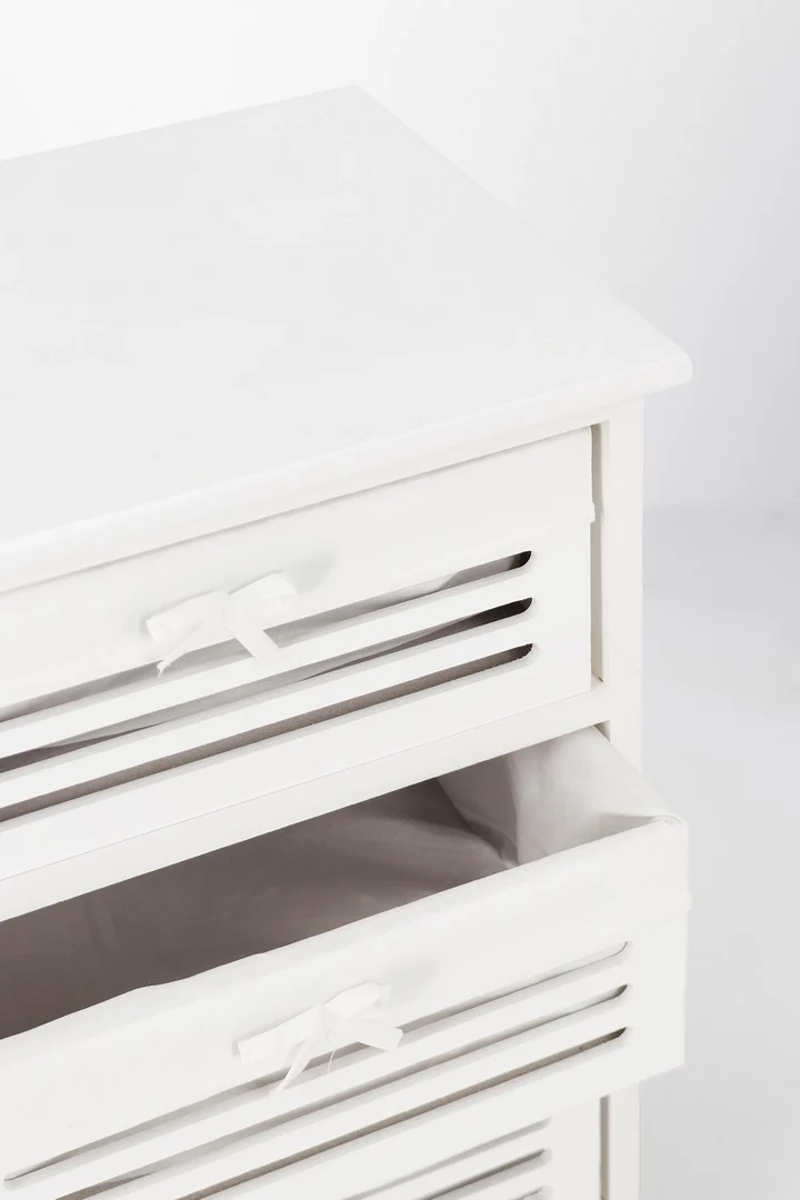 Cassettiera in Legno Bianco 5 Cassetti Stile Shabby Chic - LENY