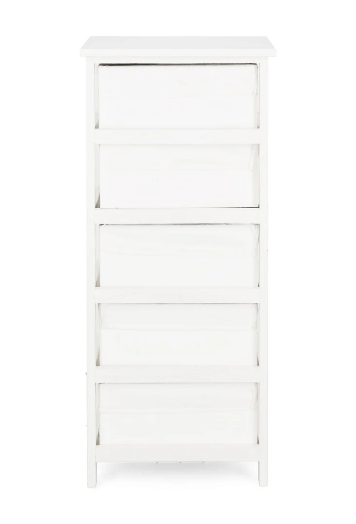 Cassettiera in Legno Bianco 5 Cassetti Stile Shabby Chic - LENY