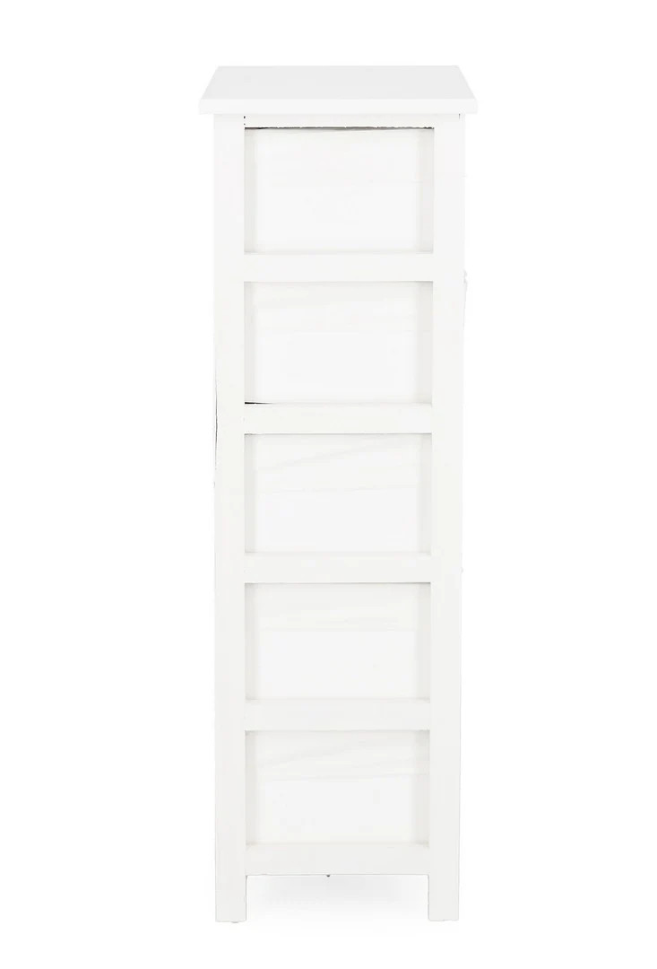 Cassettiera in Legno Bianco 5 Cassetti Stile Shabby Chic - LENY